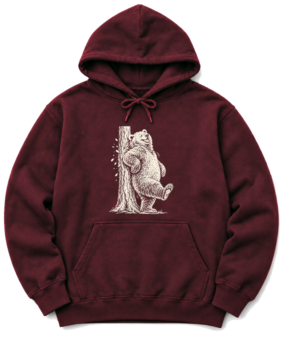 Back Scratch Bear Hoodie - Maroon