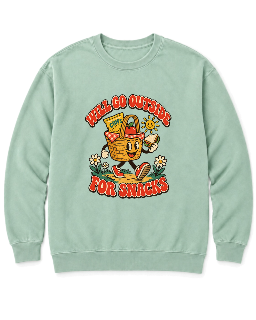 Will Go Outside for Snacks Sweatshirt - Chalky Mint