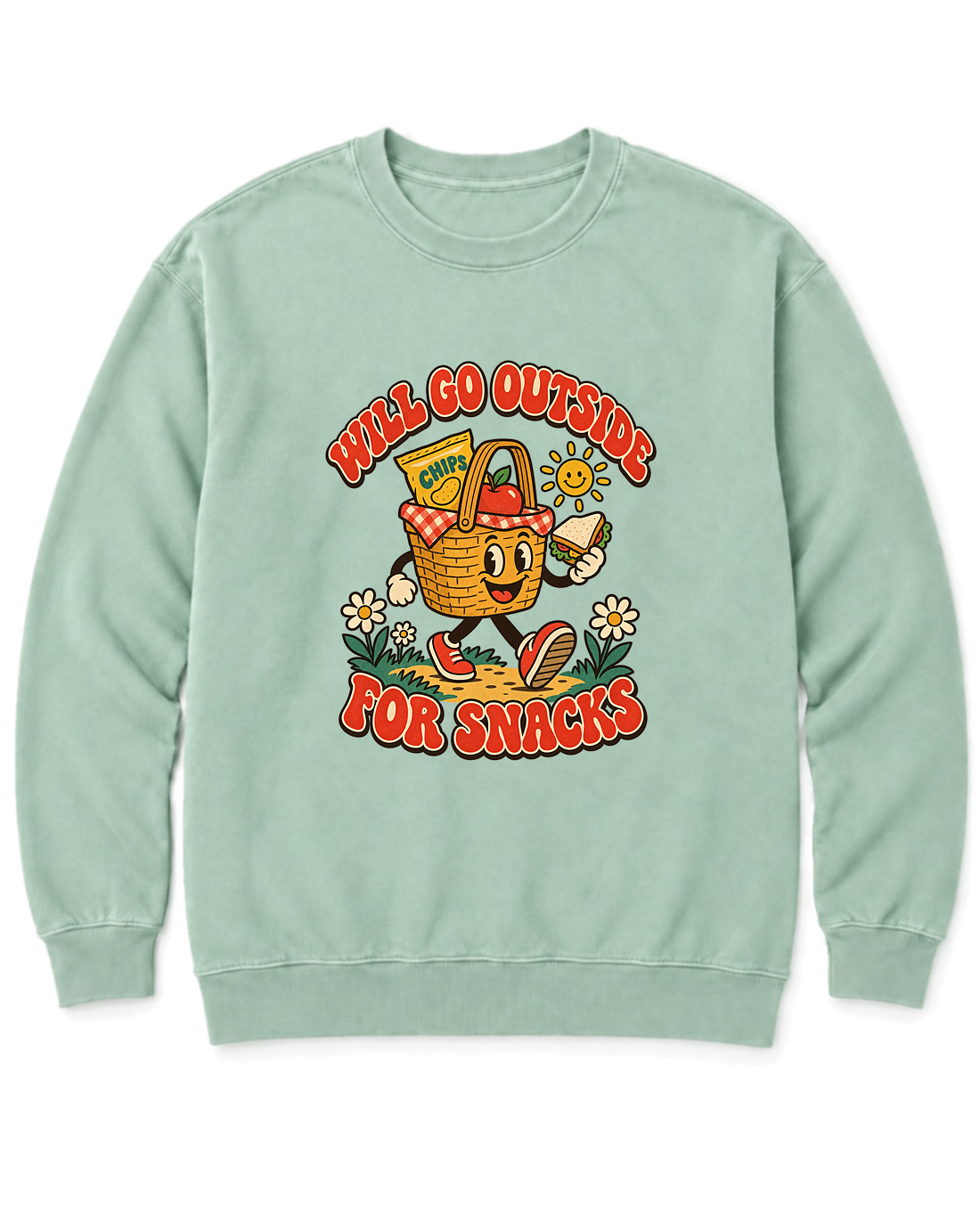 Will Go Outside for Snacks Sweatshirt - Chalky Mint