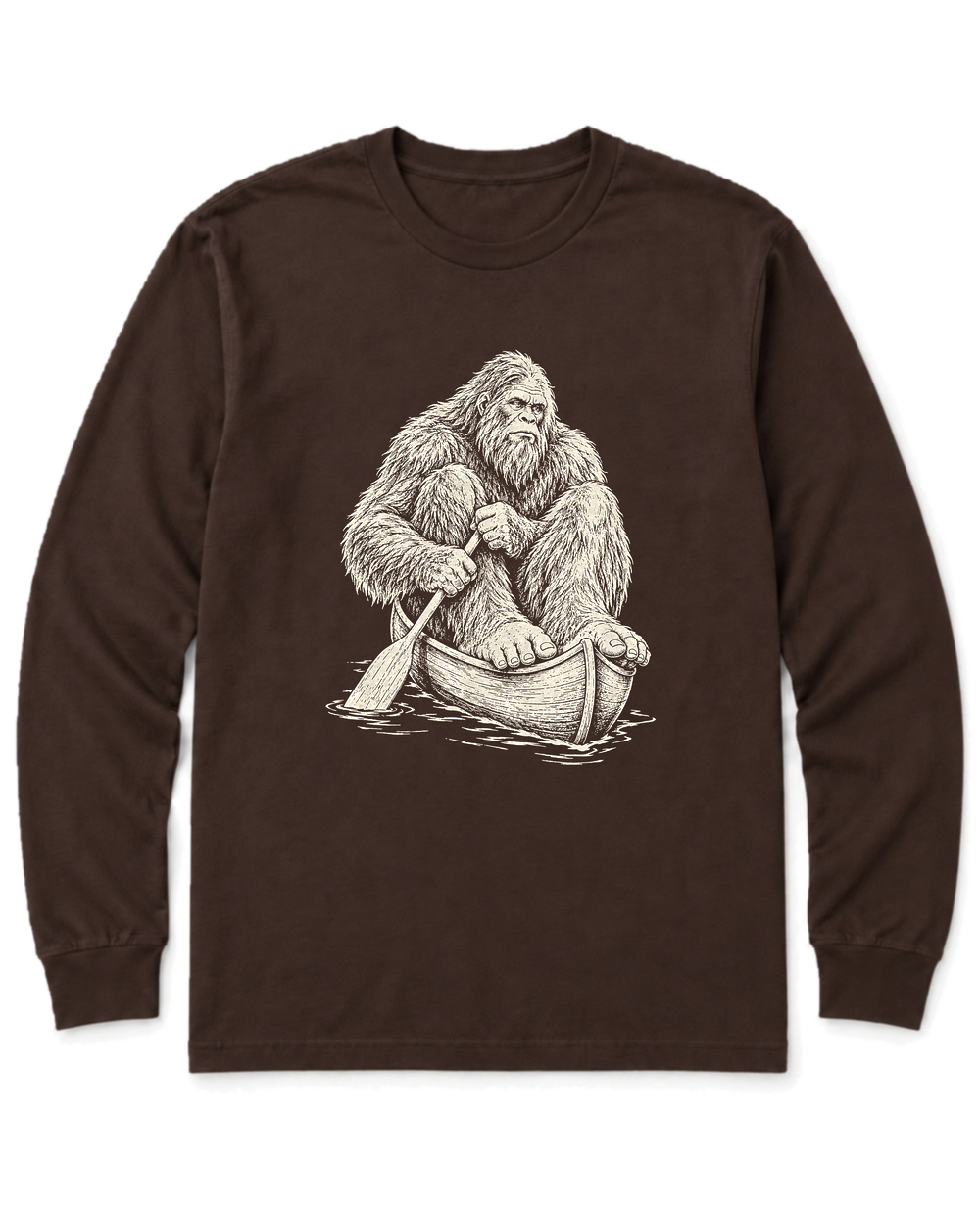 Bigfoot Canoe Long Sleeve Shirt - Dark Chocolate