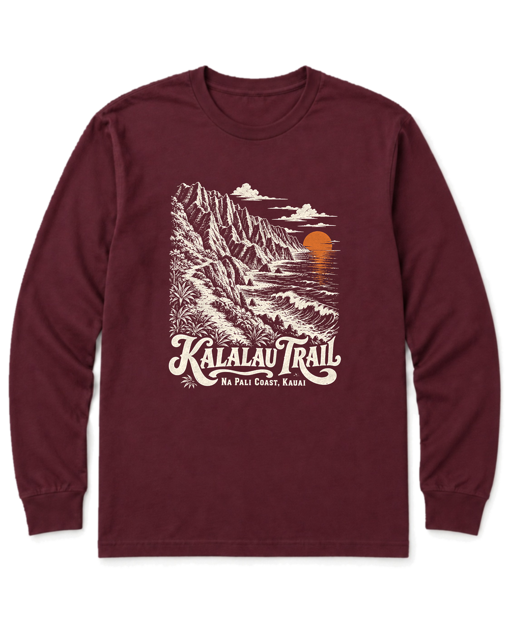 Kalalau Trail Long Sleeve Shirt - Maroon