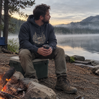 Cabin Glow Hoodie worn outdoors