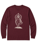 Tree Pose Bear Long Sleeve Shirt - Maroon