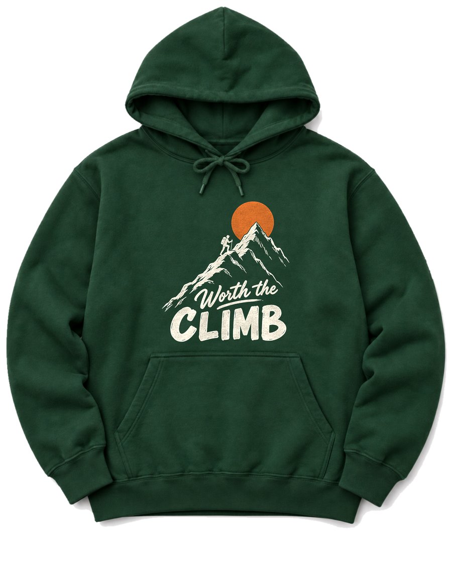 Worth the Climb Hoodie - Forest Green