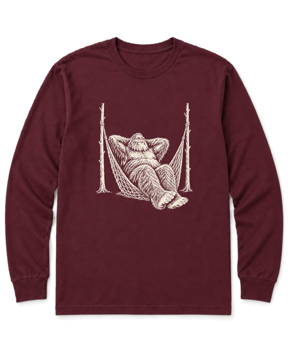Bigfoot Hammock Long Sleeve Shirt - Maroon