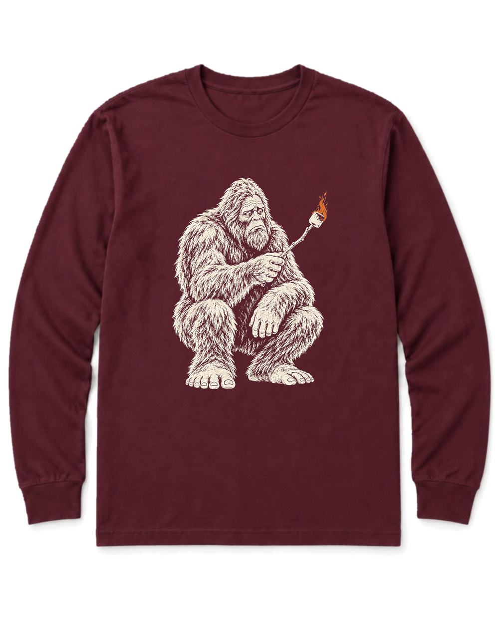 Bigfoot S'mores Long Sleeve Shirt - Maroon