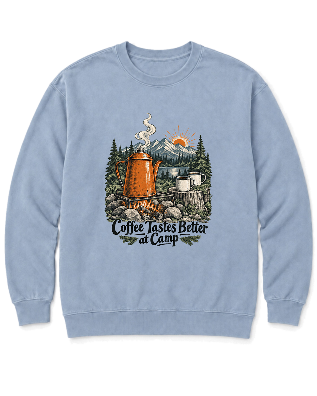 Coffee Tastes Better at Camp Sweatshirt - Chambray