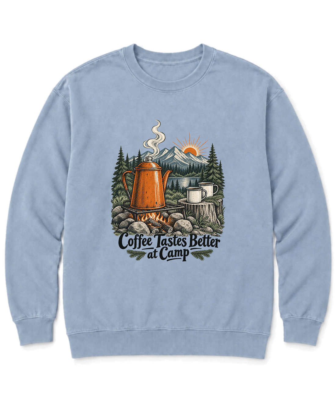 Coffee Tastes Better at Camp Sweatshirt - Chambray