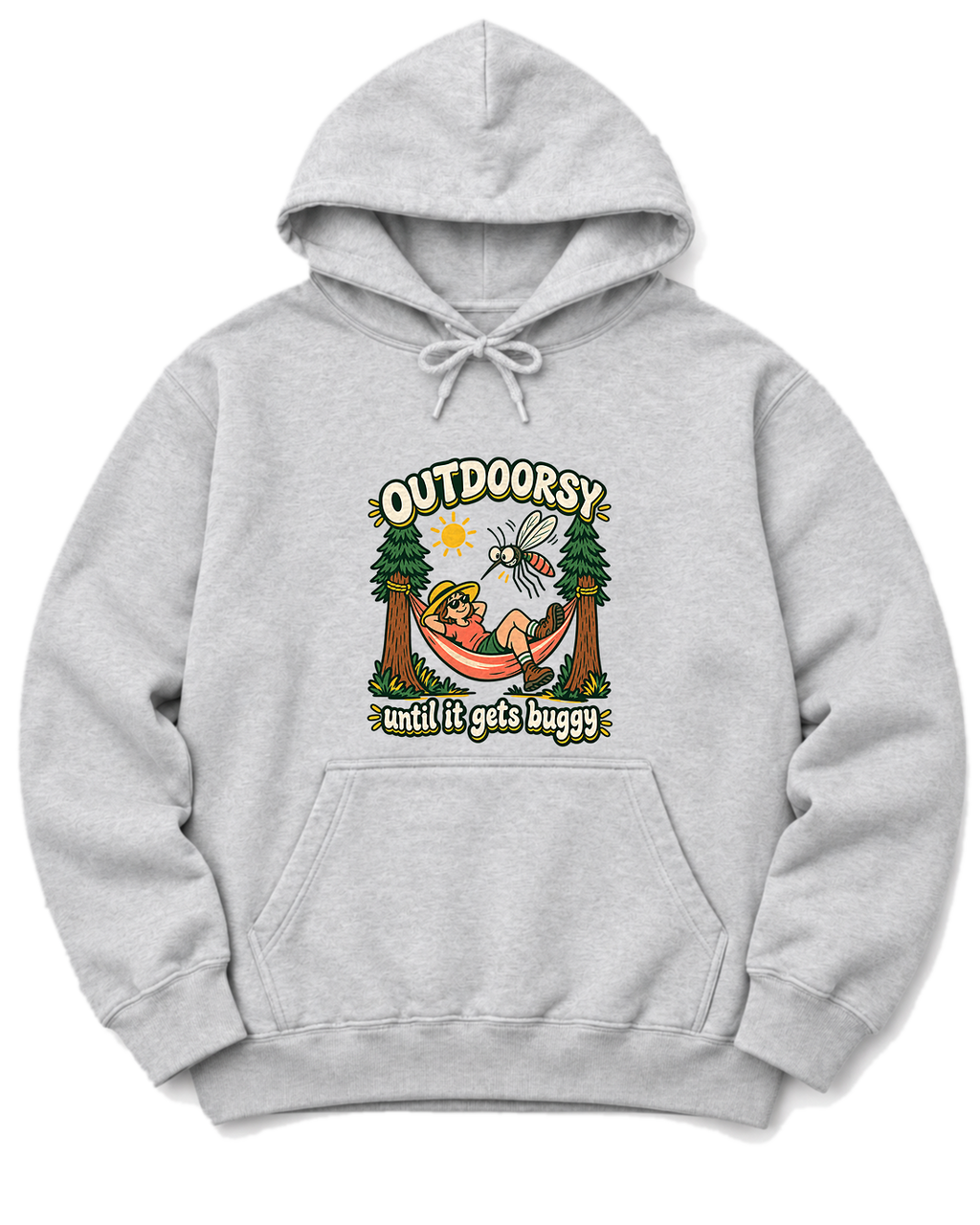 Outdoorsy Until It Gets Buggy Hoodie - Ash