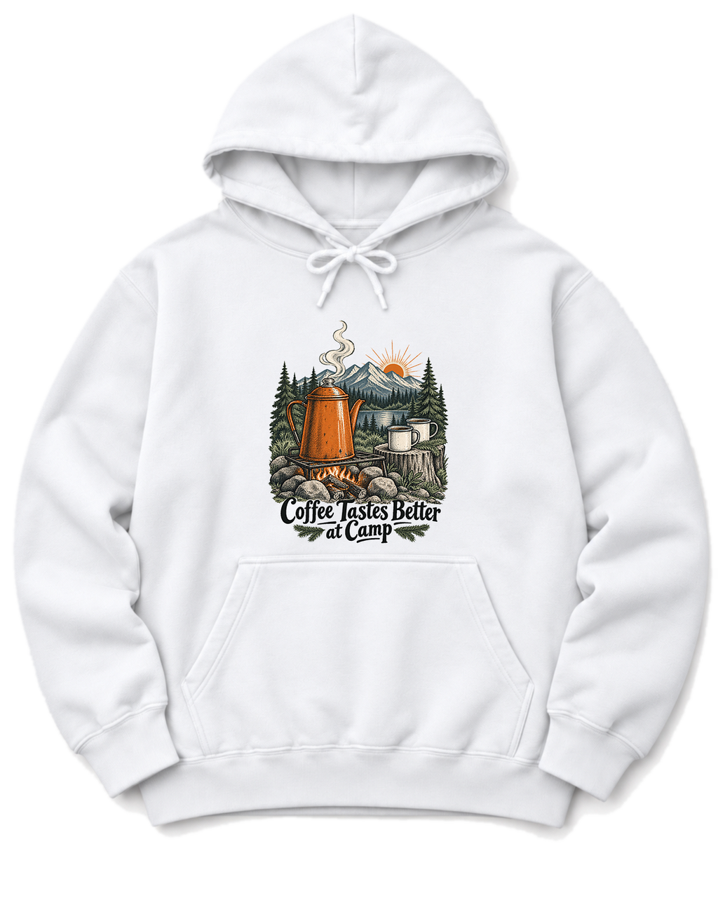Coffee Tastes Better at Camp Hoodie - White