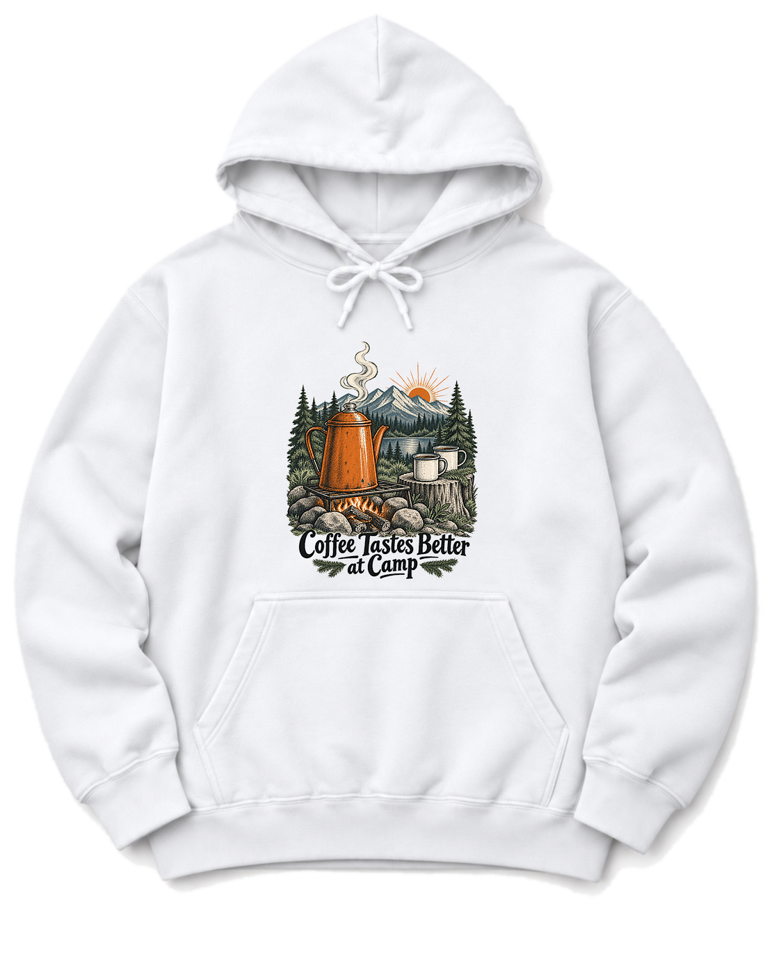 Coffee Tastes Better at Camp Hoodie - White