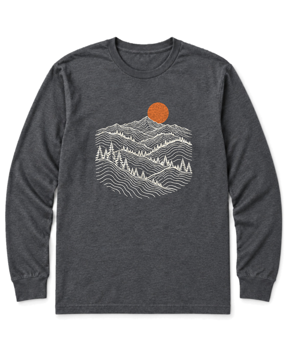 Pine Ridge Moon Long Sleeve Shirt - Dark Heather