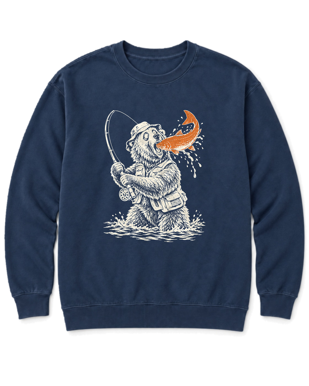 Gone Fishing Grizzly Sweatshirt - True Navy