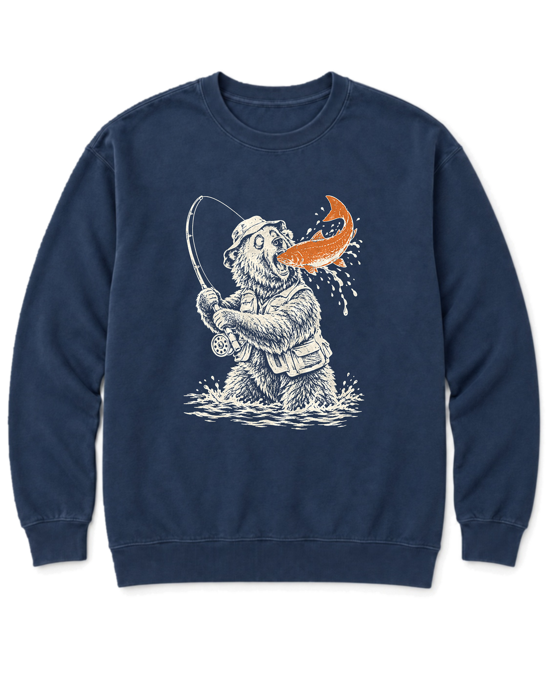 Gone Fishing Grizzly Sweatshirt - True Navy