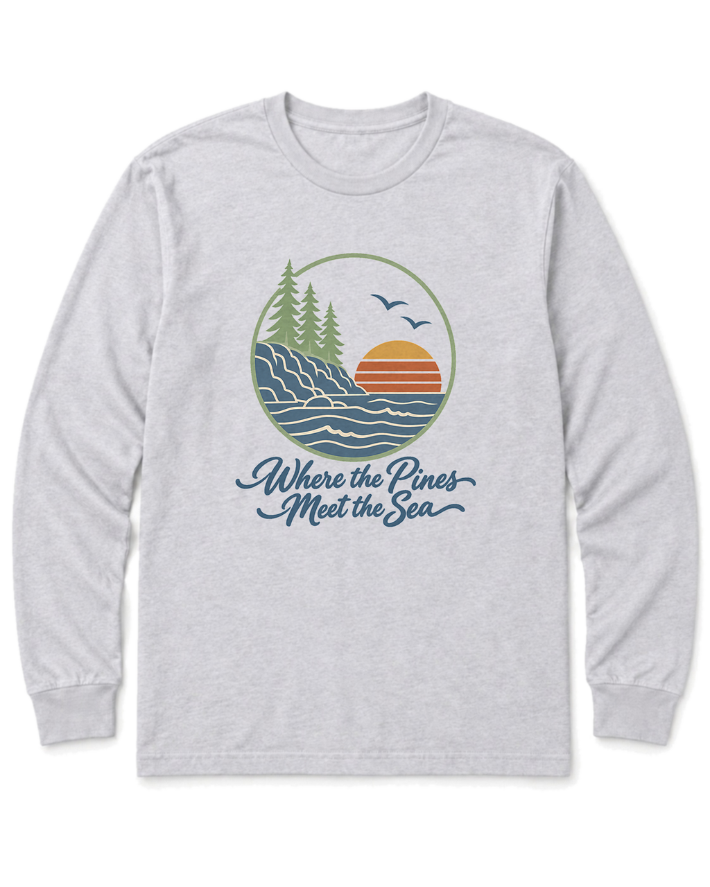 Where the Pines Meet the Sea Long Sleeve Shirt - Ash
