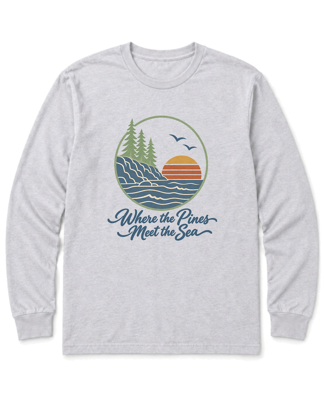 Where the Pines Meet the Sea Long Sleeve Shirt - Ash
