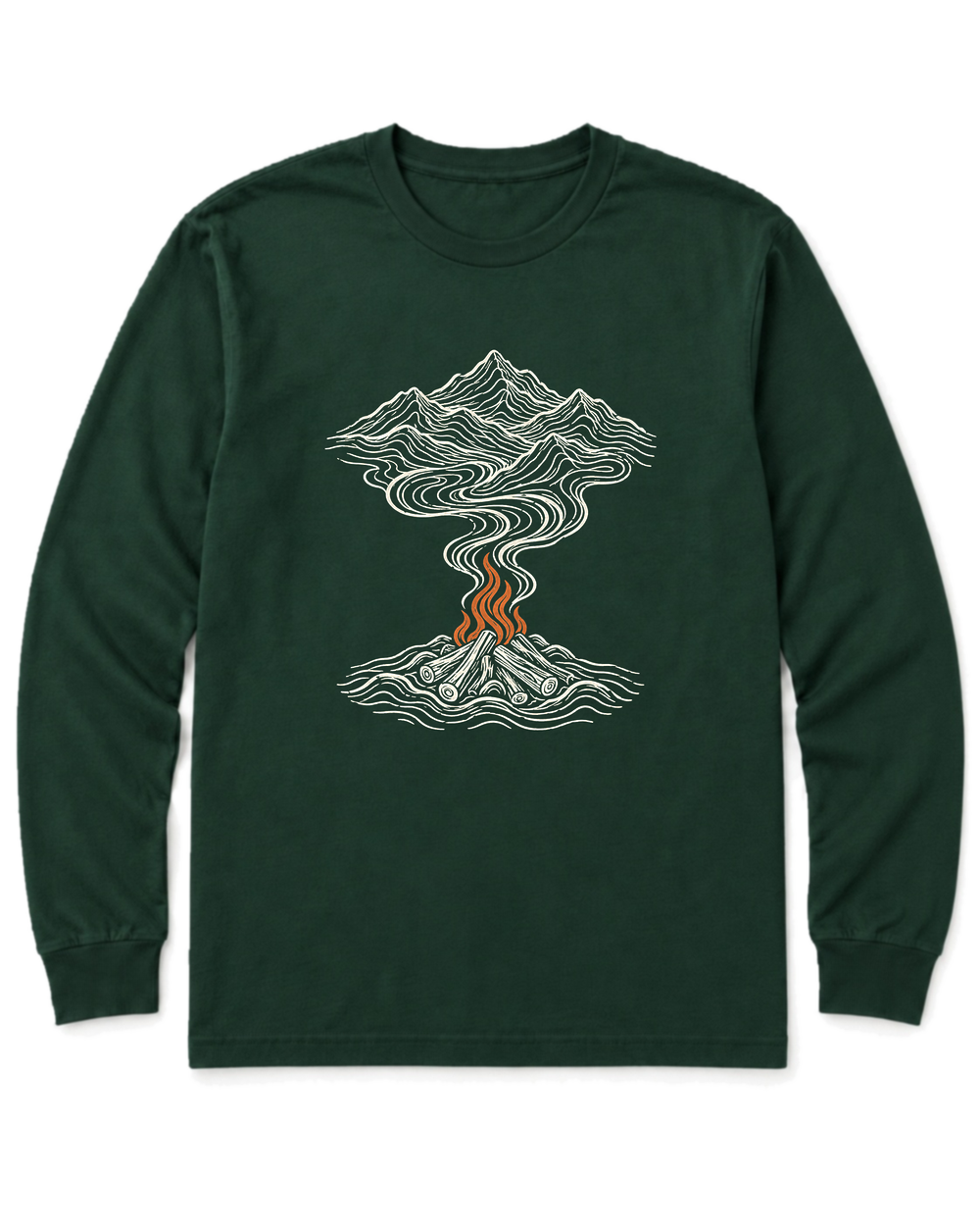 Campfire Smoke Long Sleeve Shirt - Forest Green
