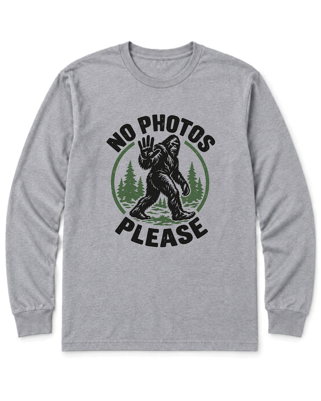 No Photos Please Long Sleeve Shirt - Sport Grey