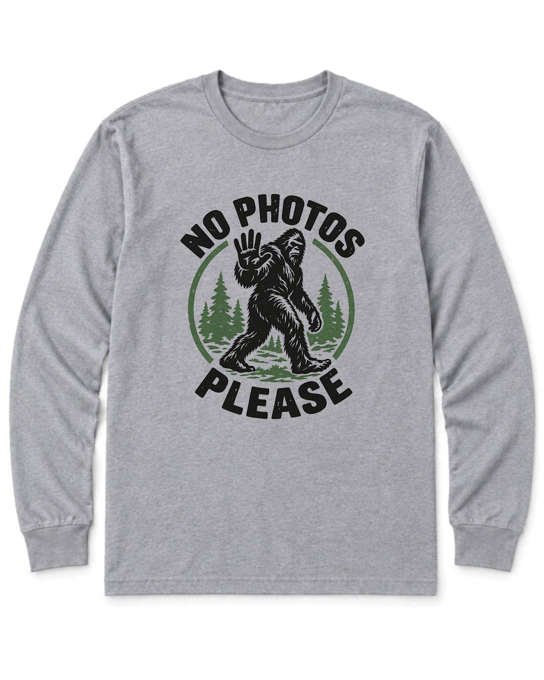 No Photos Please Long Sleeve Shirt - Sport Grey