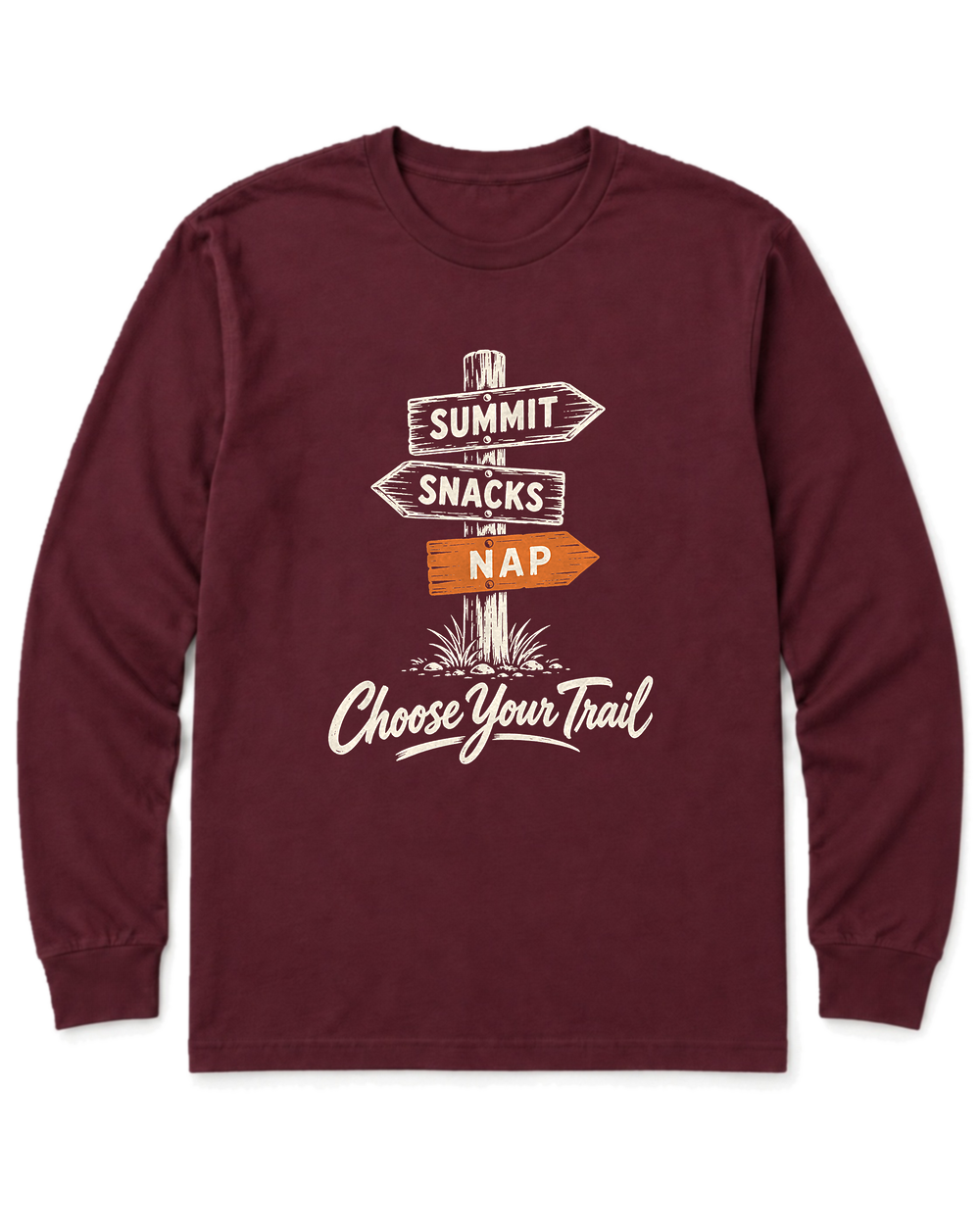 Choose Your Trail Long Sleeve Shirt - Maroon