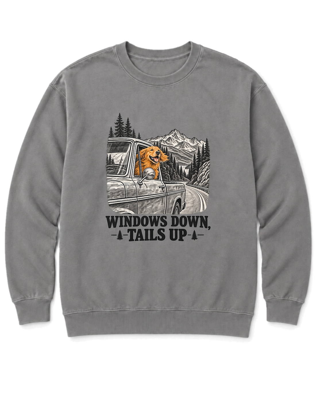 Windows Down, Tails Up Sweatshirt - Grey