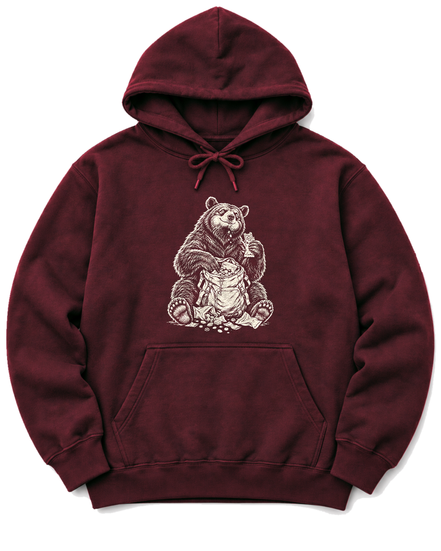 Snack Thief Bear Hoodie - Maroon