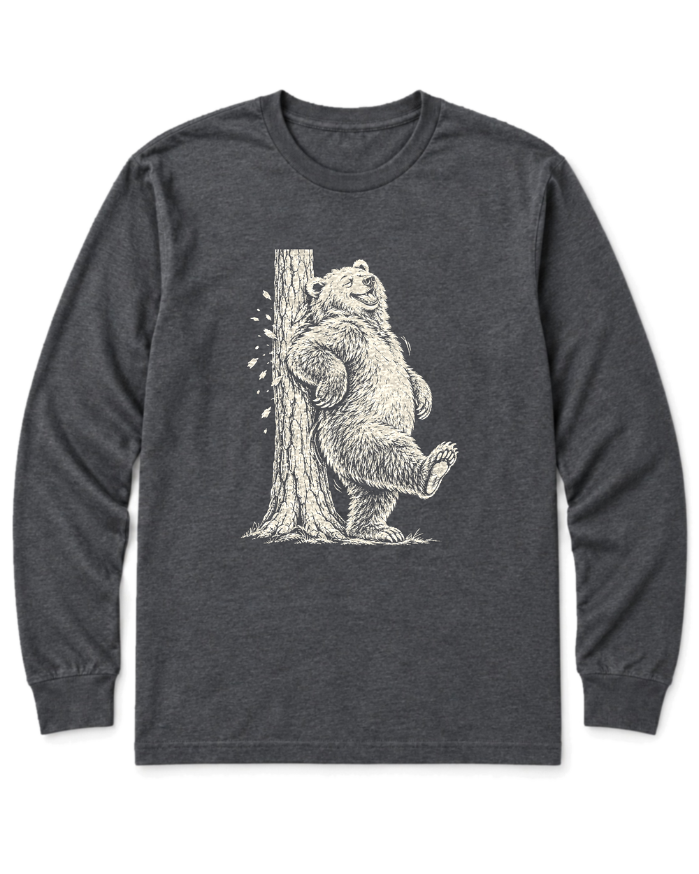 Back Scratch Bear Long Sleeve Shirt - Dark Heather