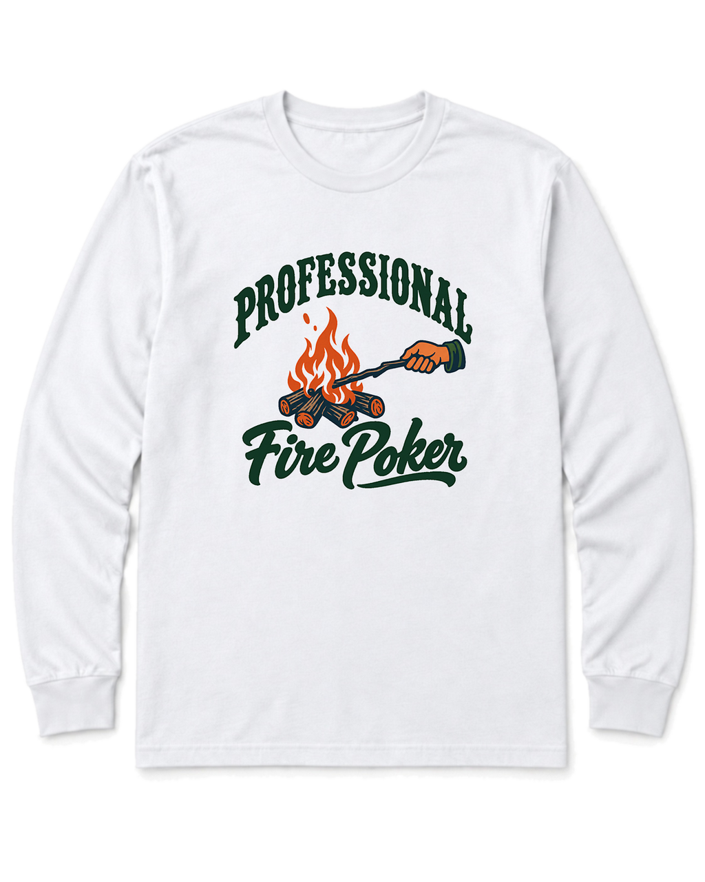 Professional Fire Poker Long Sleeve Shirt - White