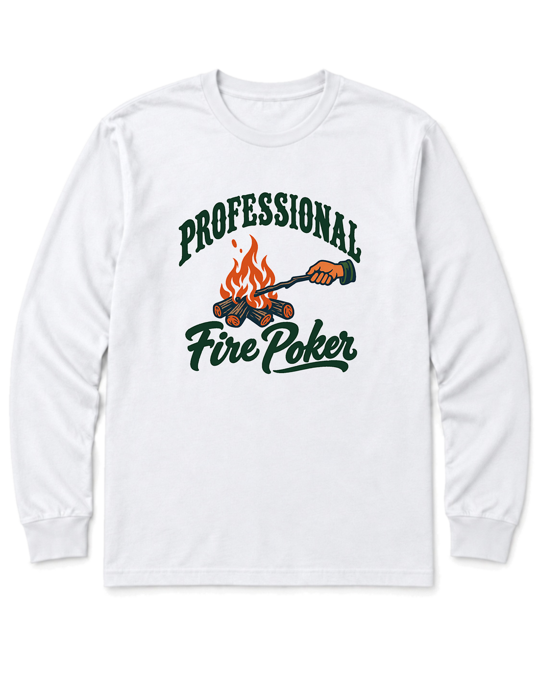 Professional Fire Poker Long Sleeve Shirt - White