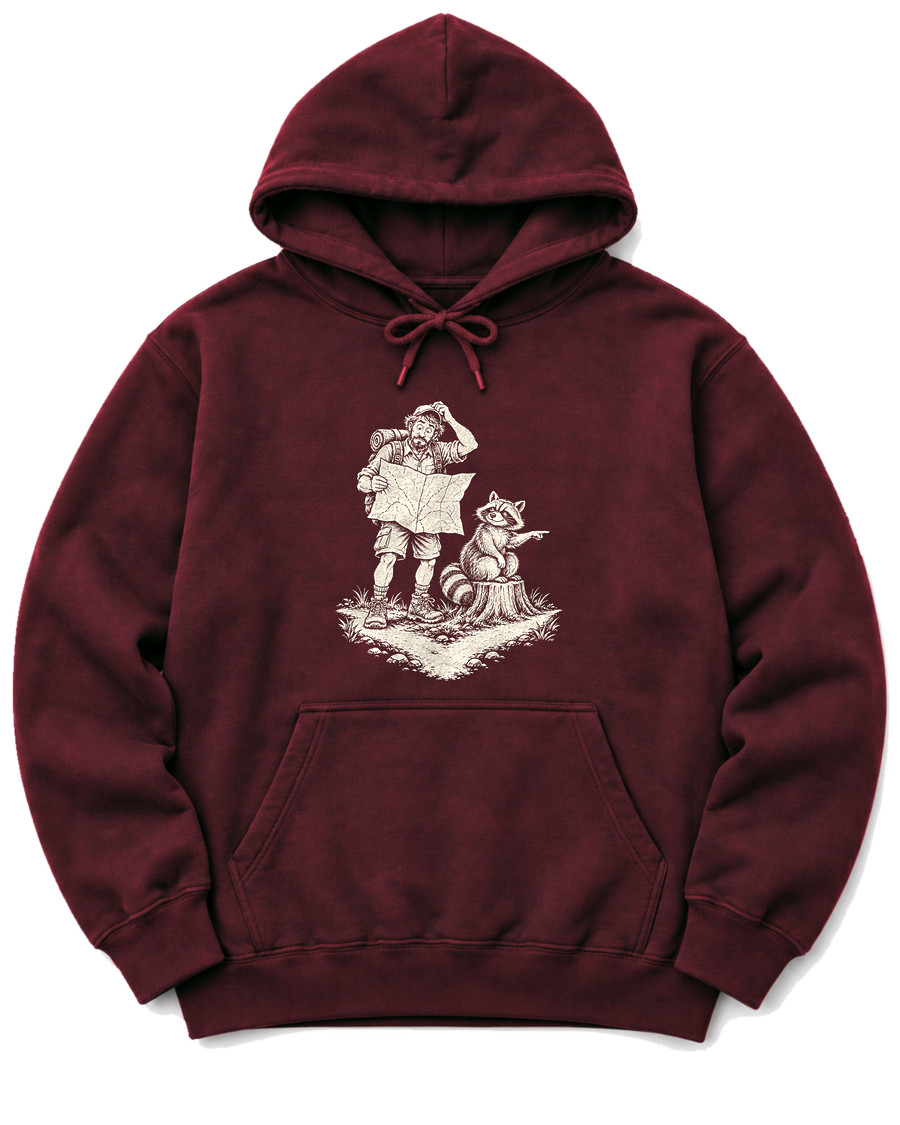 Upside-Down Map Hoodie - Maroon