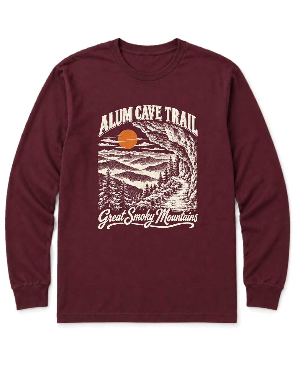 Alum Cave Trail Long Sleeve Shirt - Maroon