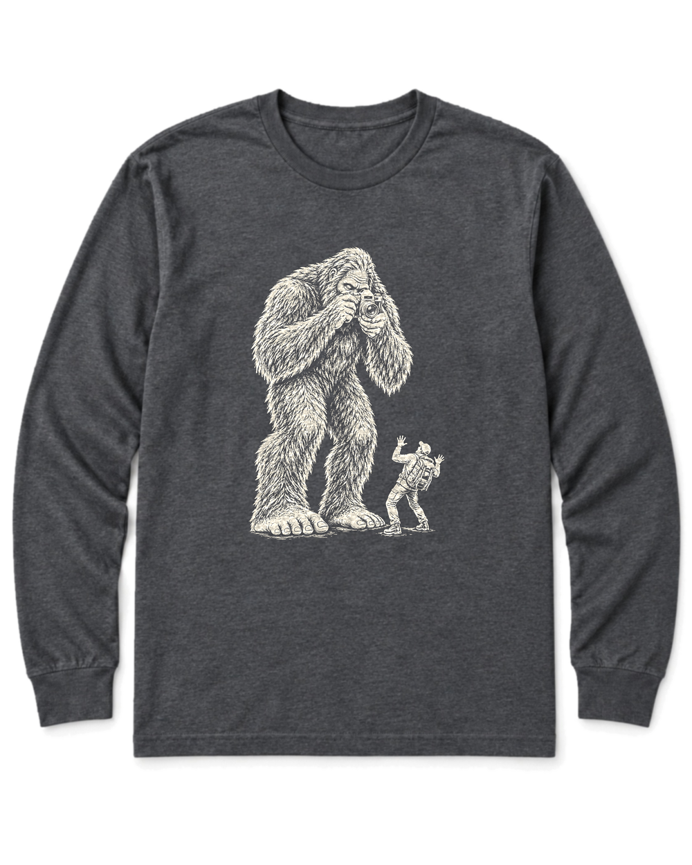 Bigfoot Photographer Long Sleeve Shirt - Dark Heather