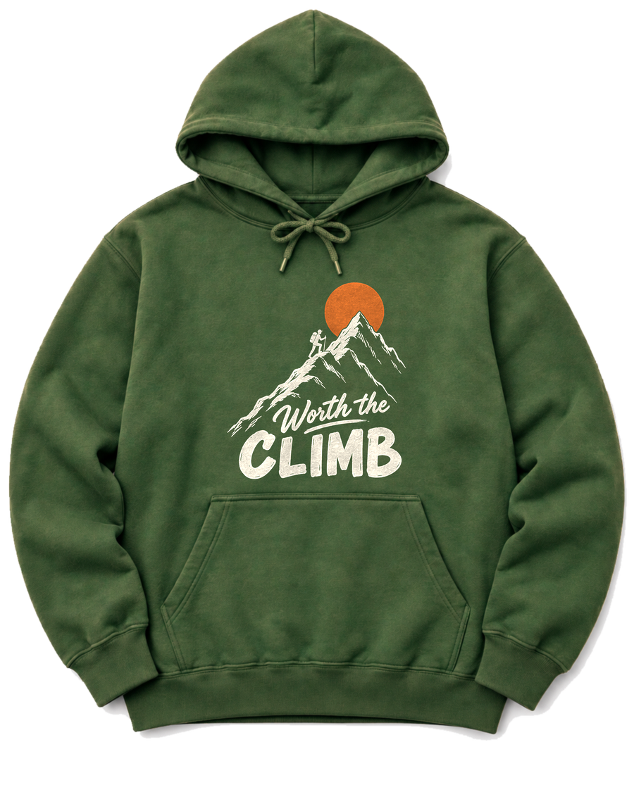 Worth the Climb Hoodie - Military Green