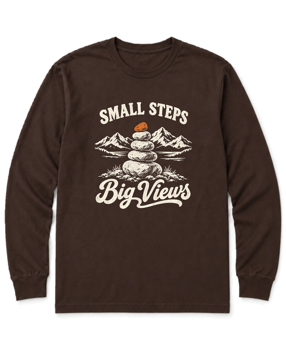 Small Steps, Big Views Long Sleeve Shirt - Dark Chocolate