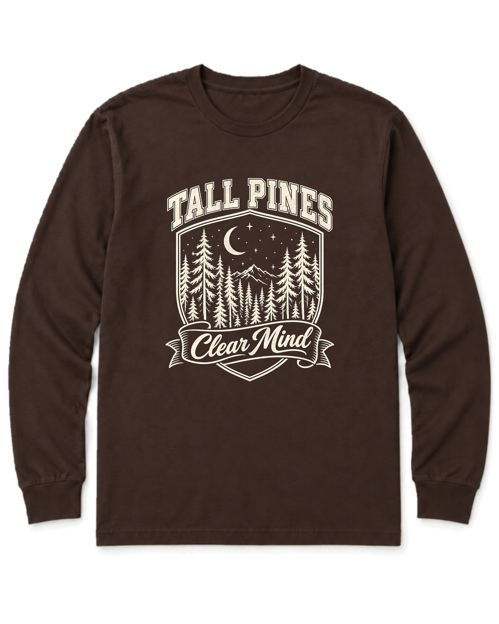 Tall Pines, Clear Mind Long Sleeve Shirt - Dark Chocolate