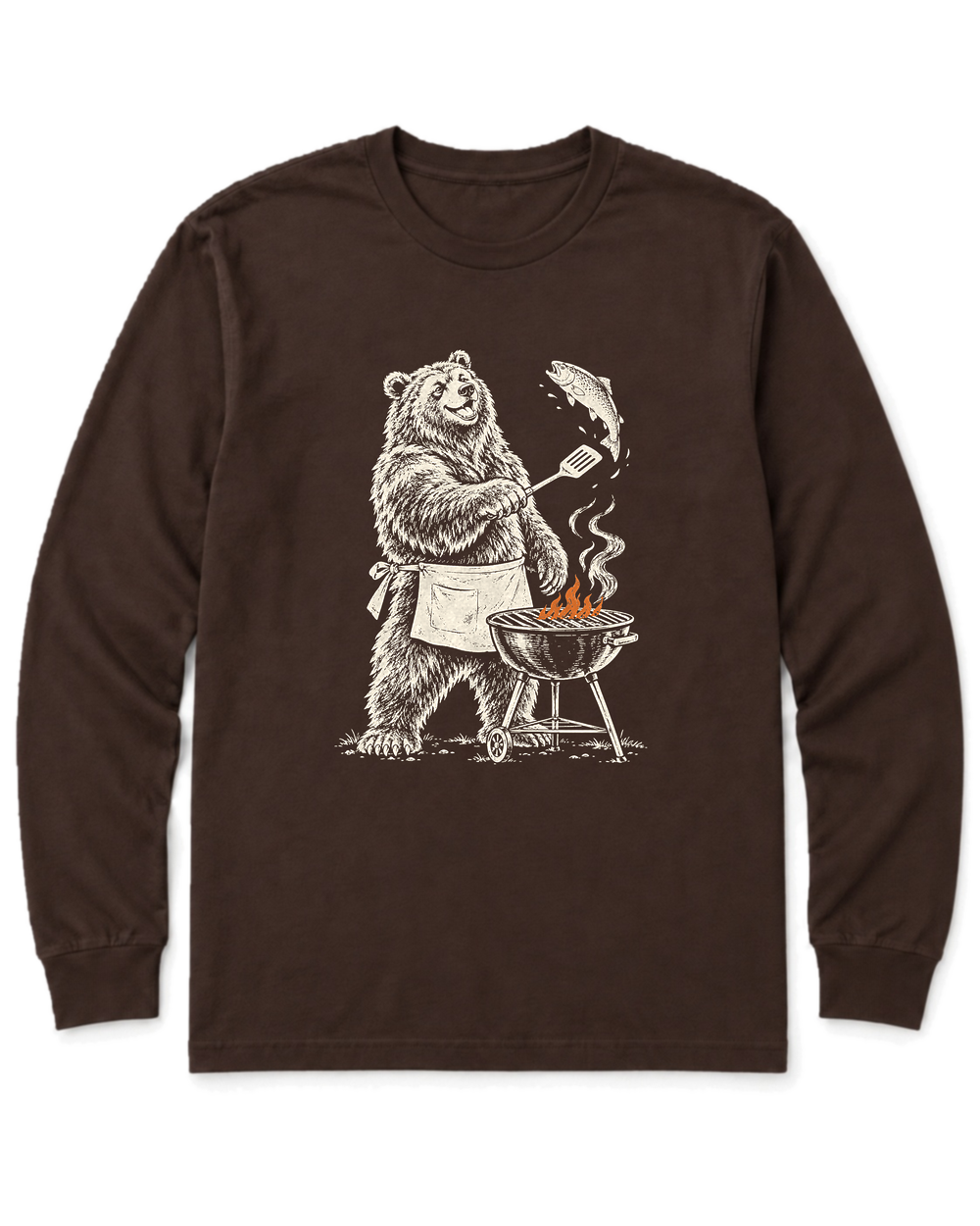 Grill Master Grizzly Long Sleeve Shirt - Dark Chocolate