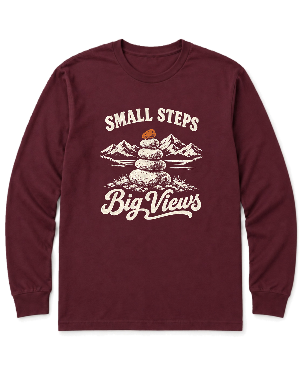 Small Steps, Big Views Long Sleeve Shirt - Maroon