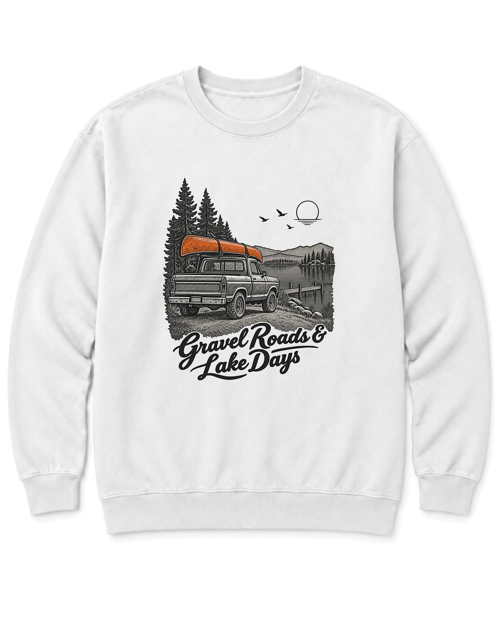 Gravel Roads & Lake Days Sweatshirt - White