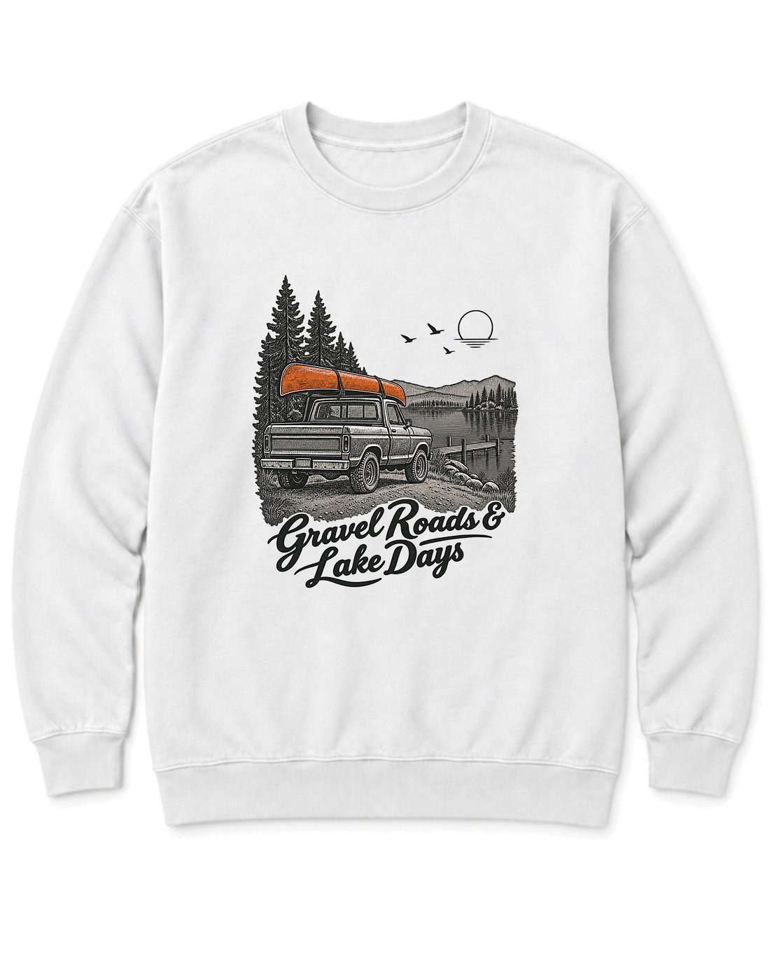 Gravel Roads & Lake Days Sweatshirt - White