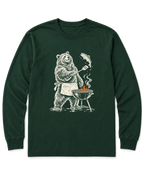 Grill Master Grizzly Long Sleeve Shirt - Forest Green