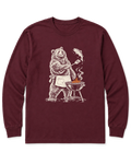 Grill Master Grizzly Long Sleeve Shirt - Maroon