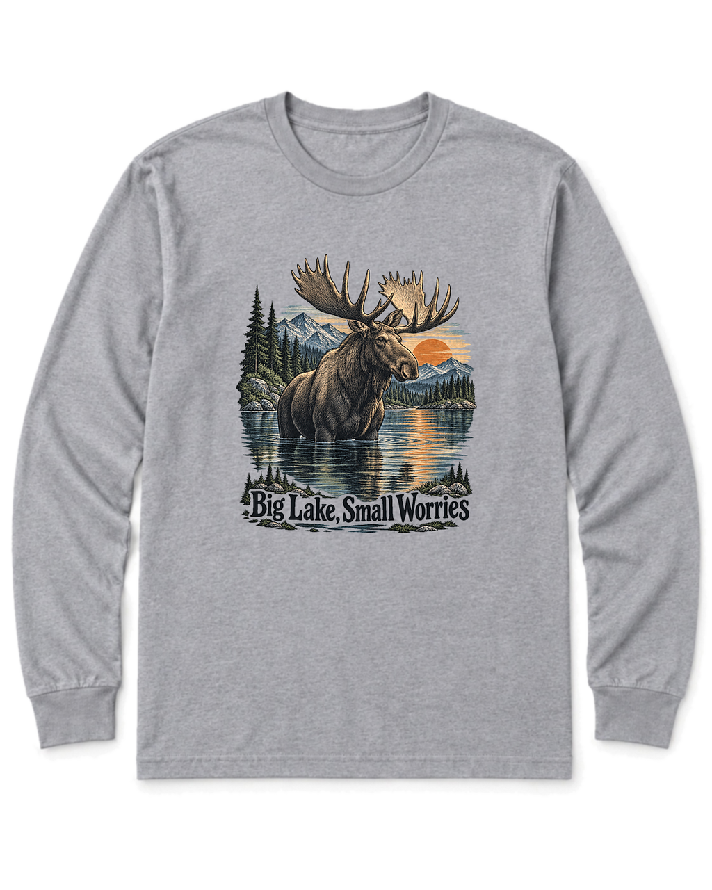 Big Lake, Small Worries Long Sleeve Shirt - Sport Grey