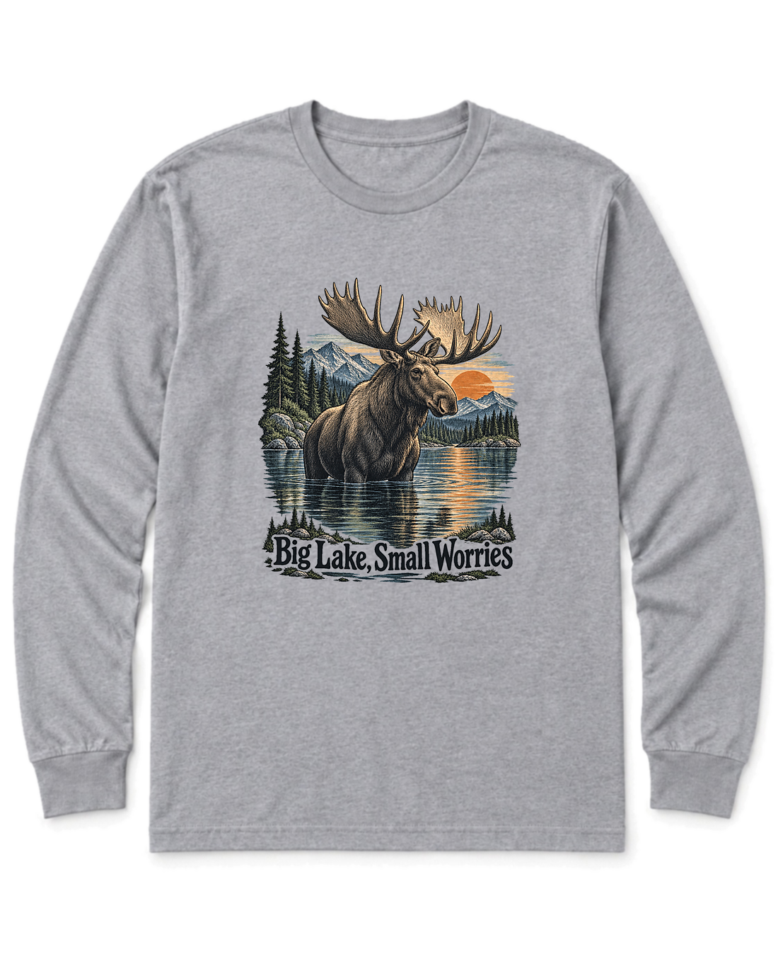 Big Lake, Small Worries Long Sleeve Shirt - Sport Grey