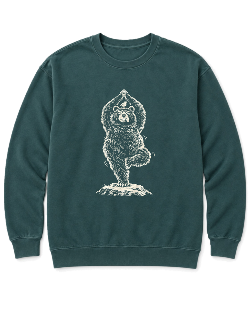Tree Pose Bear Sweatshirt - Blue Spruce