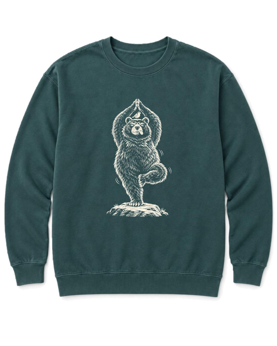 Tree Pose Bear Sweatshirt - Blue Spruce