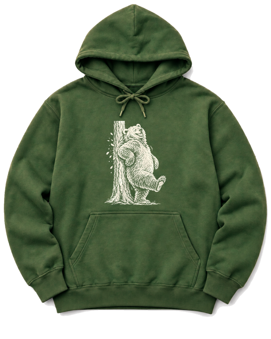 Back Scratch Bear Hoodie - Military Green