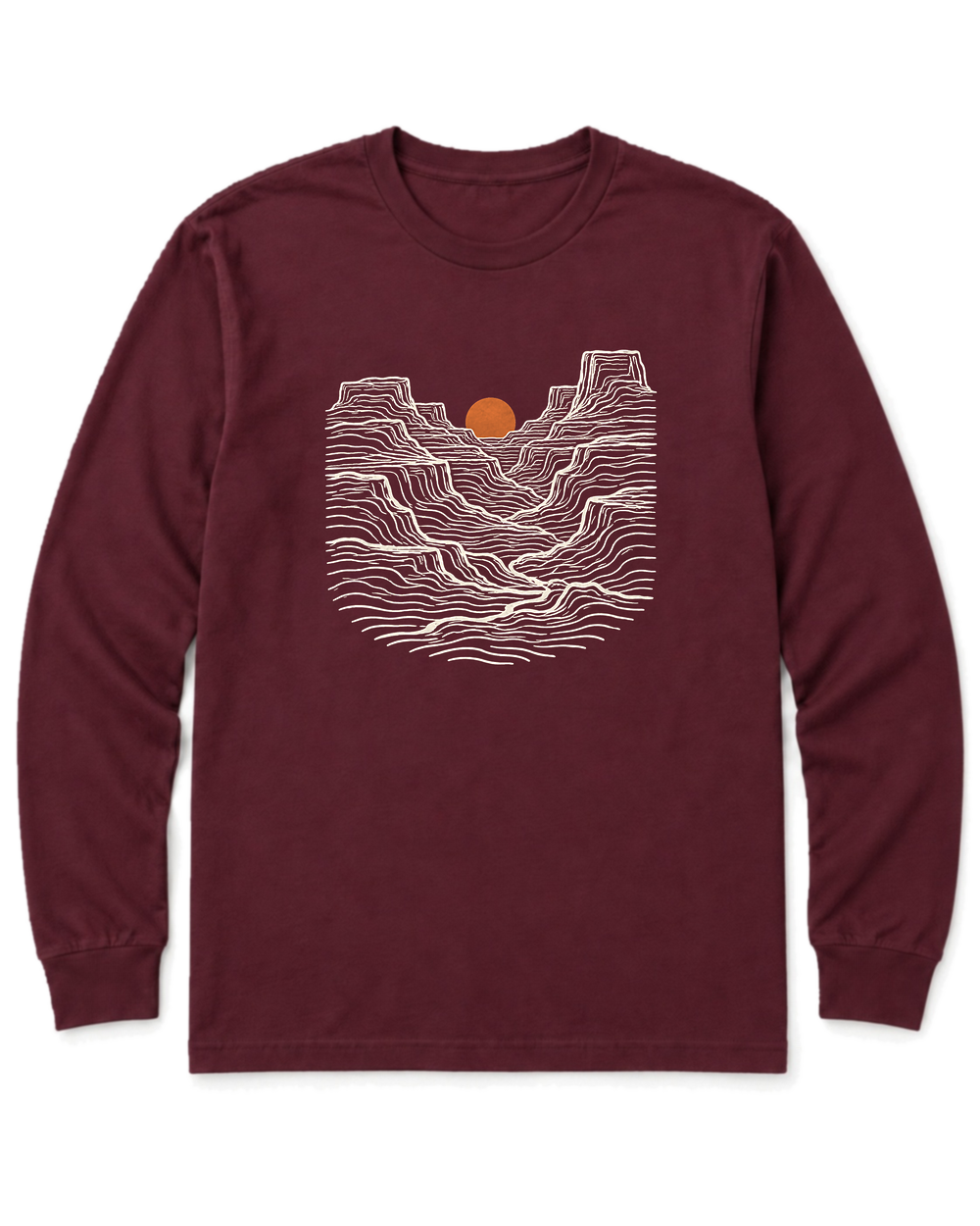 Canyon Sunset Long Sleeve Shirt - Maroon