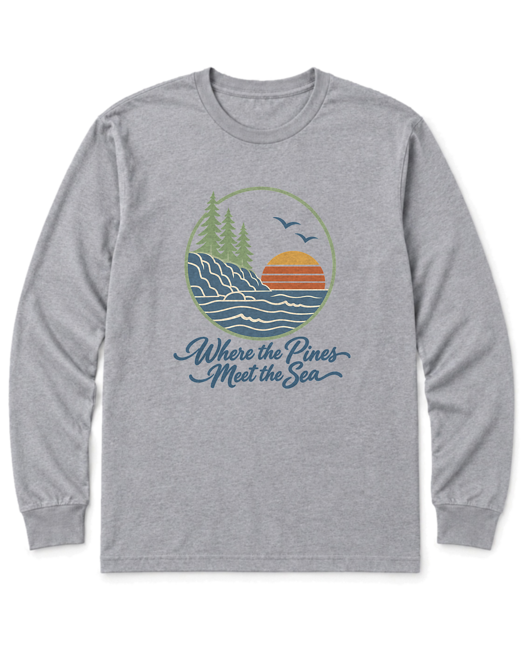 Where the Pines Meet the Sea Long Sleeve Shirt - Sport Grey