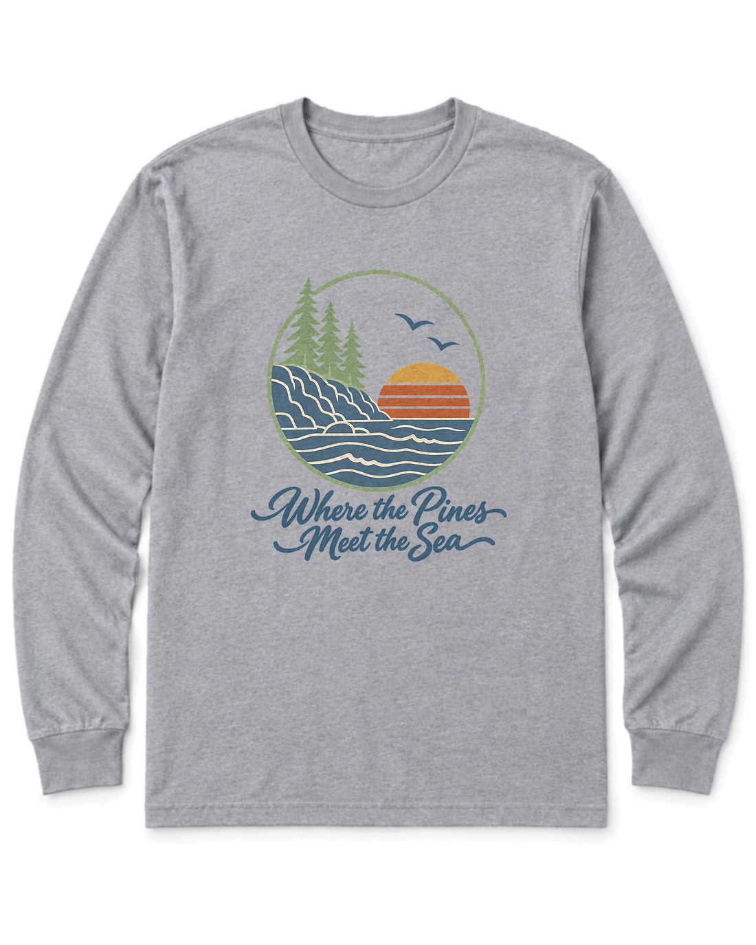 Where the Pines Meet the Sea Long Sleeve Shirt - Sport Grey