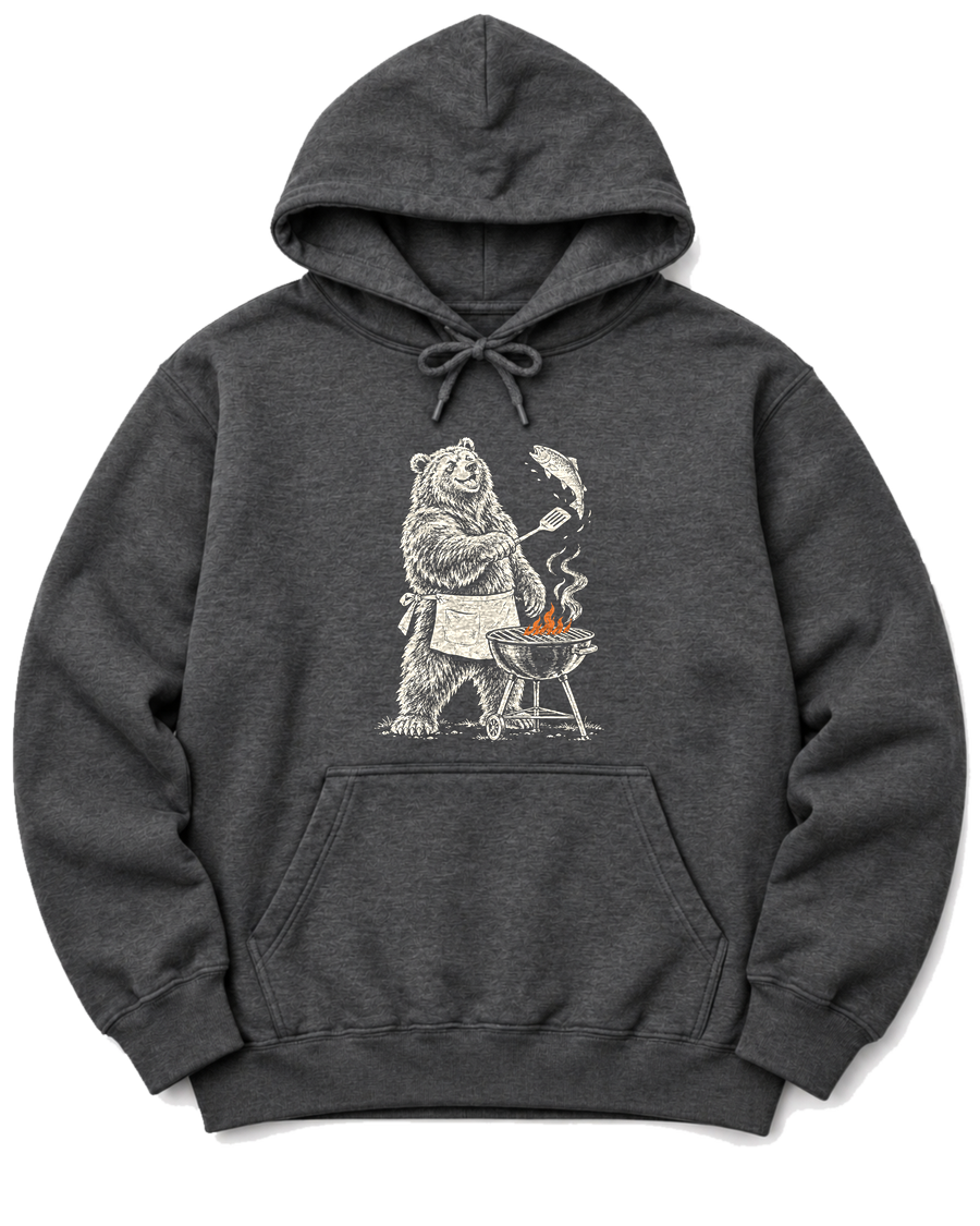 Grill Master Grizzly Hoodie - Dark Heather